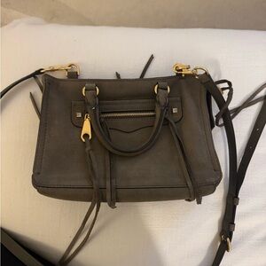 Rebecca Minkoff Dark Olive Green Crossbody Bag Structured Shape Suede